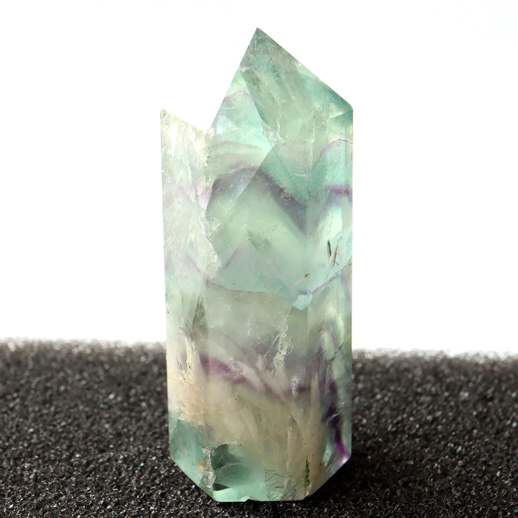 エンジェルフェザー フローライト 六角柱 ポイント 手のひらサイズ