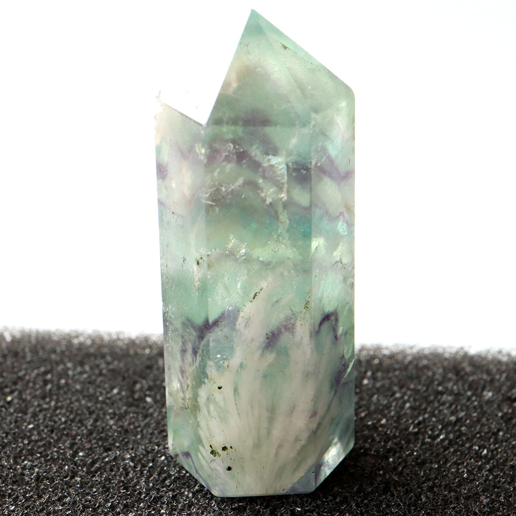 エンジェルフェザー フローライト 六角柱 ポイント 手のひらサイズ