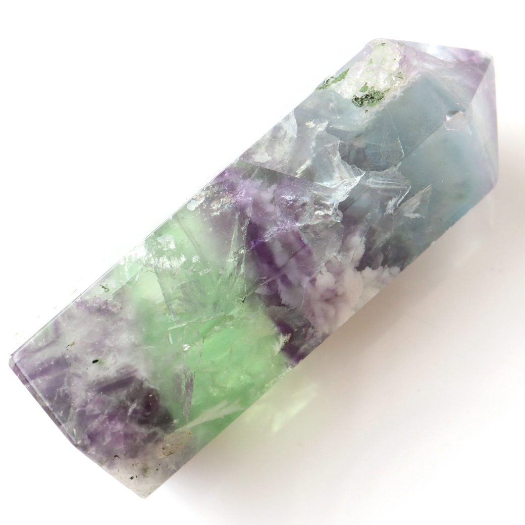 エンジェルフェザー フローライト 六角柱 ポイント 手のひらサイズ