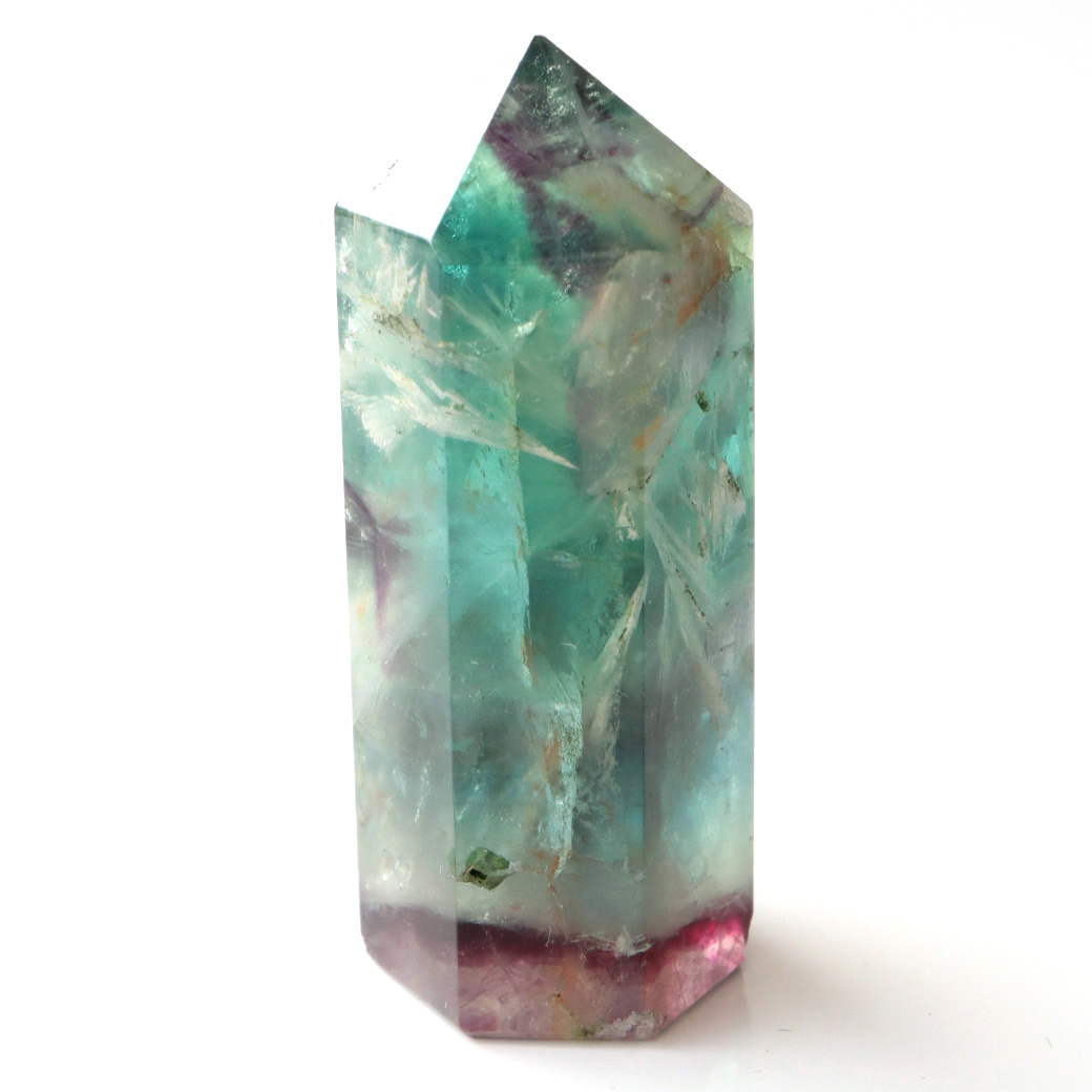 エンジェルフェザー フローライト 六角柱 ポイント 手のひらサイズ