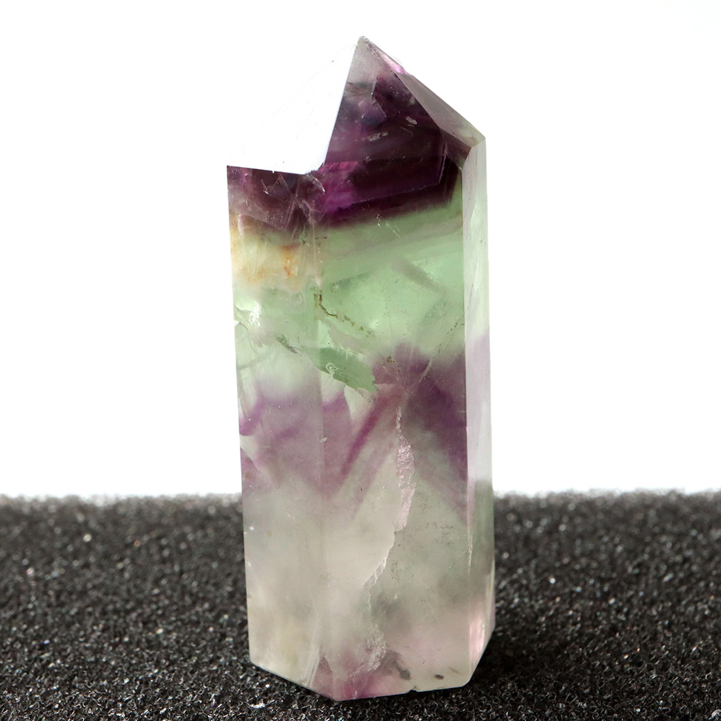 エンジェルフェザー フローライト 六角柱 ポイント 手のひらサイズ