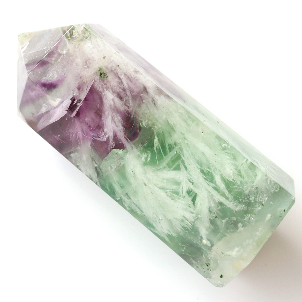 エンジェルフェザー フローライト 六角柱 ポイント 手のひらサイズ