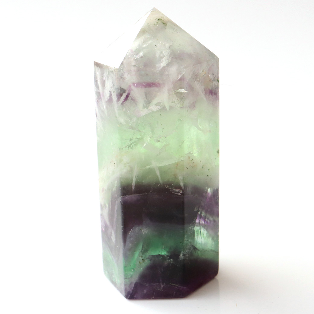 エンジェルフェザー フローライト 六角柱 ポイント 手のひらサイズ