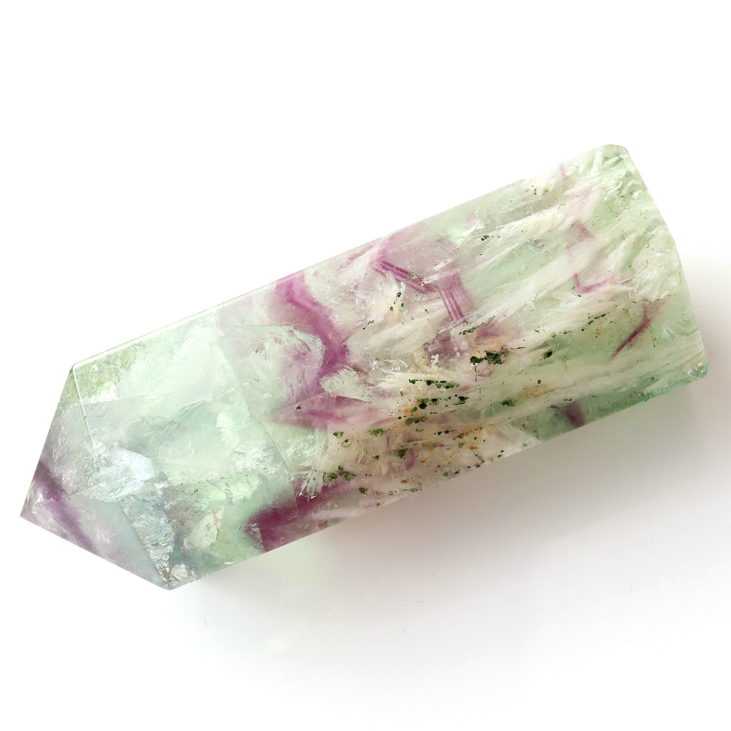 エンジェルフェザー フローライト 六角柱 ポイント 手のひらサイズ