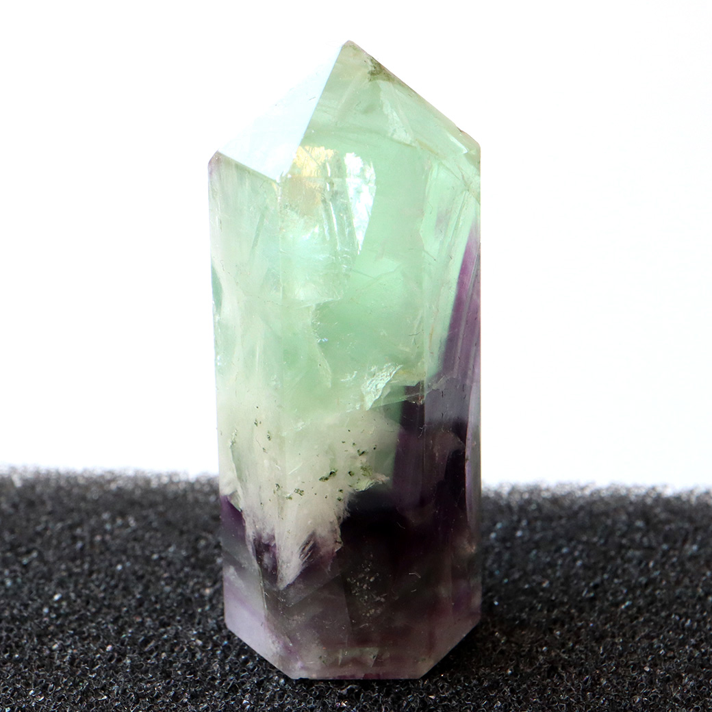 エンジェルフェザー フローライト 六角柱 ポイント 手のひらサイズ