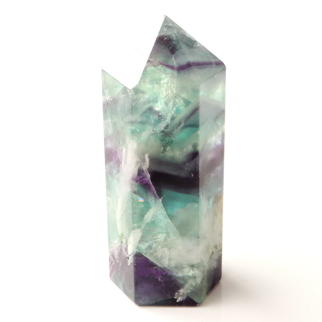 エンジェルフェザー フローライト 六角柱 ポイント 手のひらサイズ