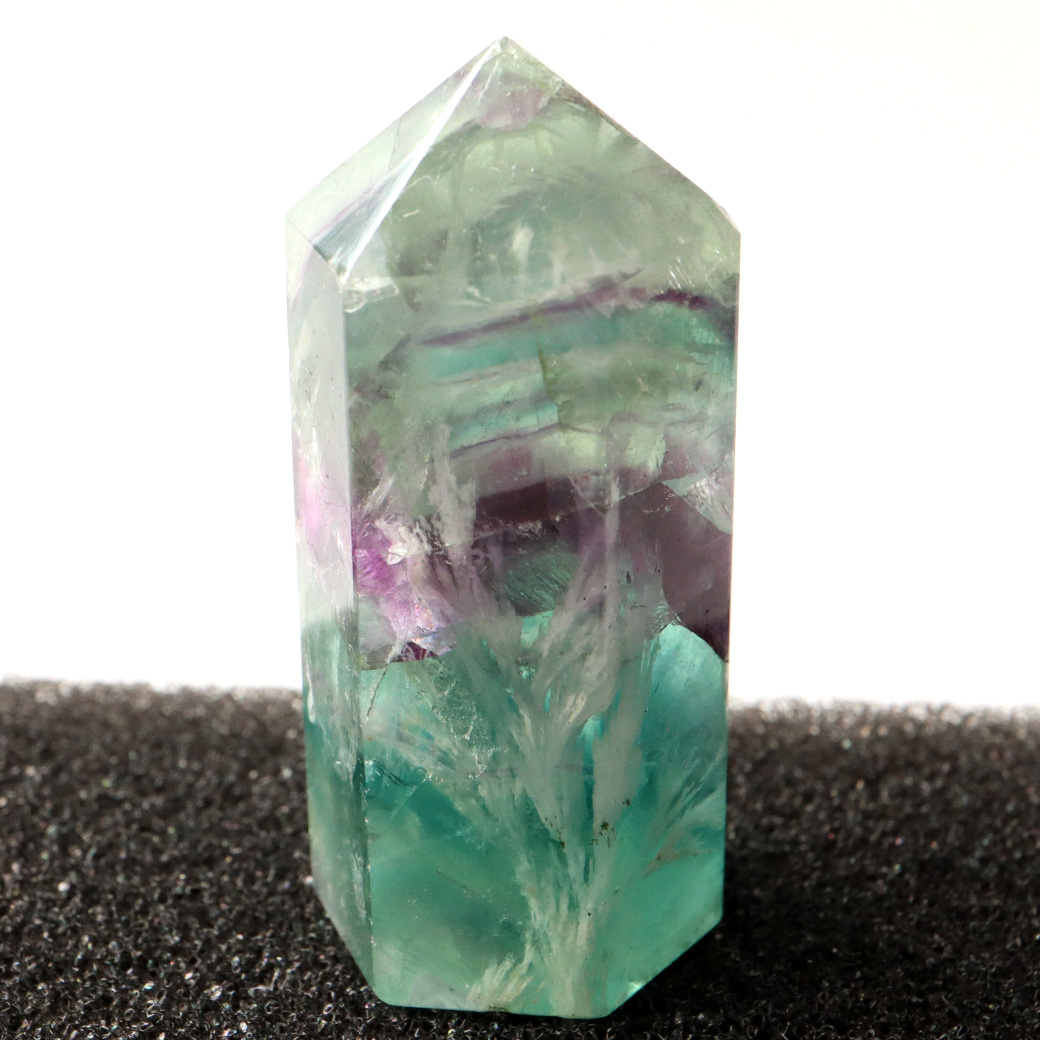 エンジェルフェザー フローライト 六角柱 ポイント 手のひらサイズ