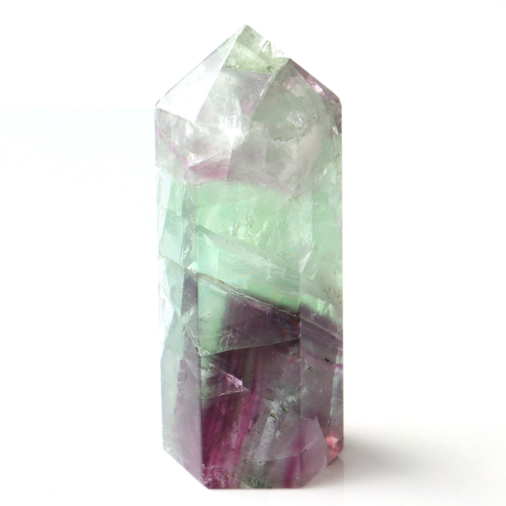 エンジェルフェザー フローライト 六角柱 ポイント 手のひらサイズ