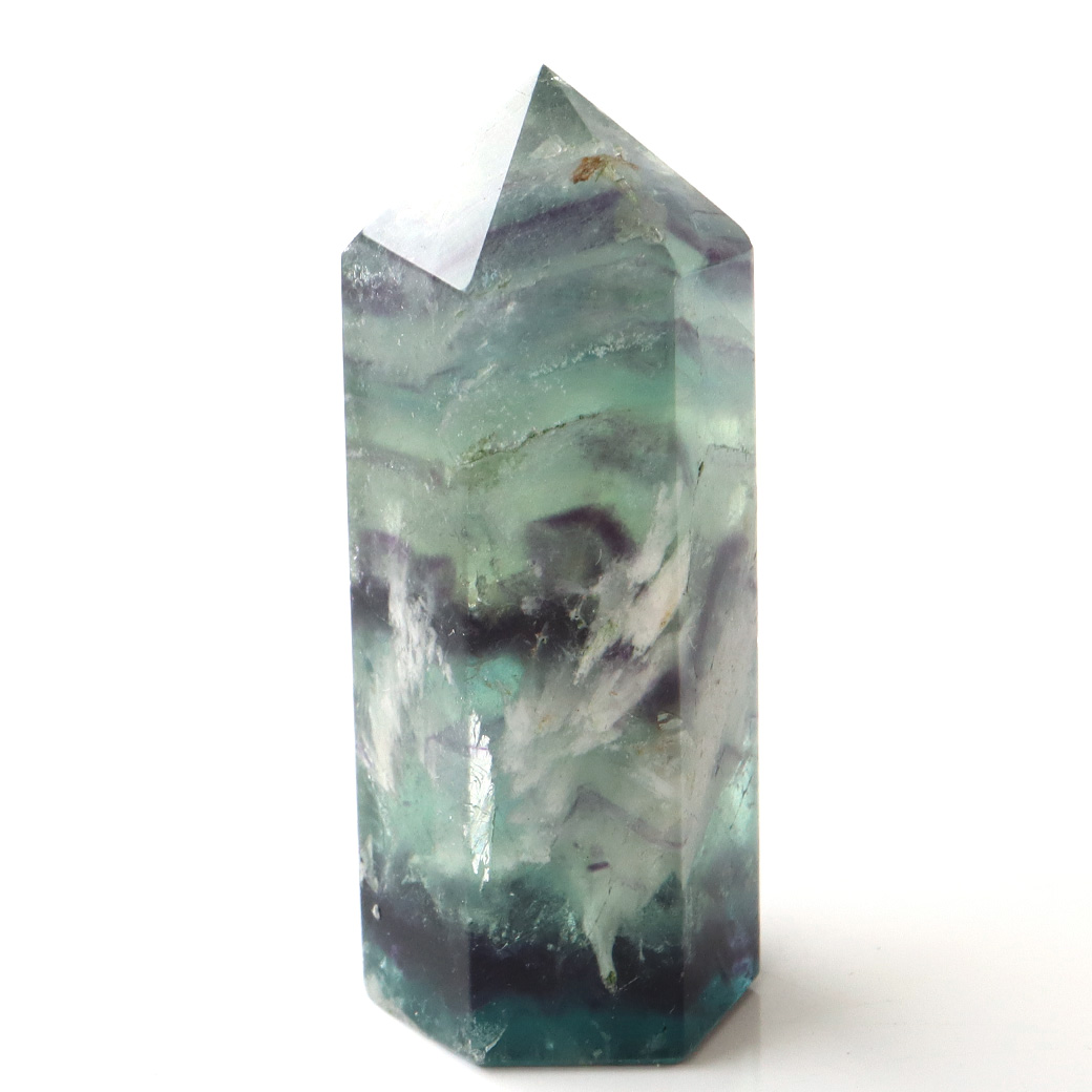 エンジェルフェザー フローライト 六角柱 ポイント 手のひらサイズ