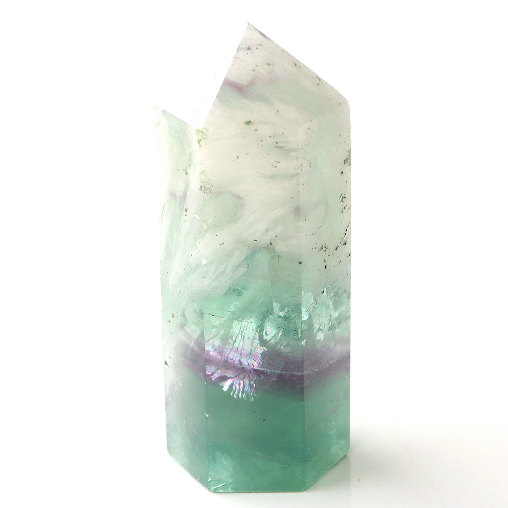 エンジェルフェザー フローライト 六角柱 ポイント 手のひらサイズ