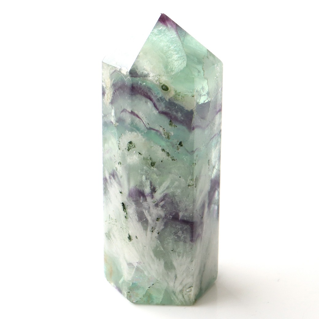 エンジェルフェザー フローライト 六角柱 ポイント 手のひらサイズ