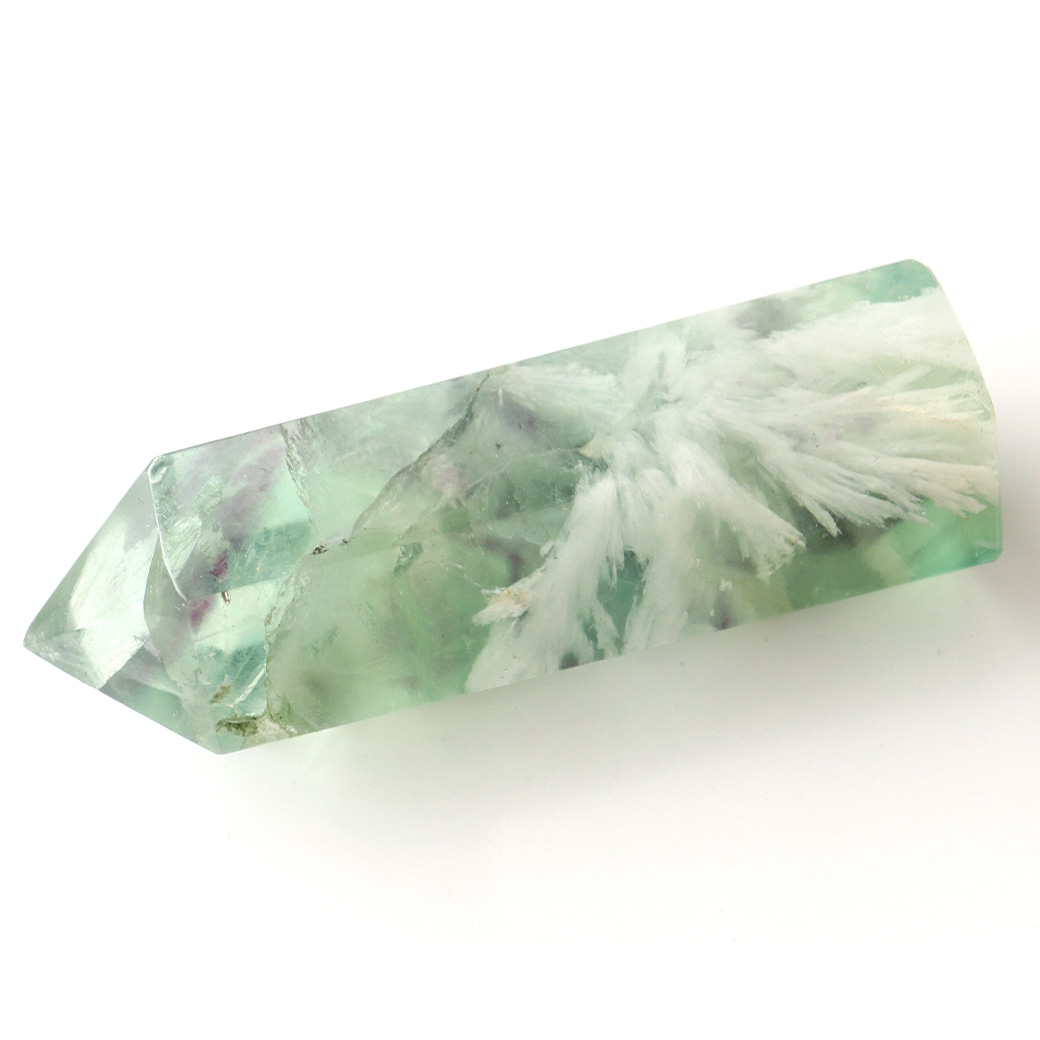 エンジェルフェザー フローライト 六角柱 ポイント 手のひらサイズ