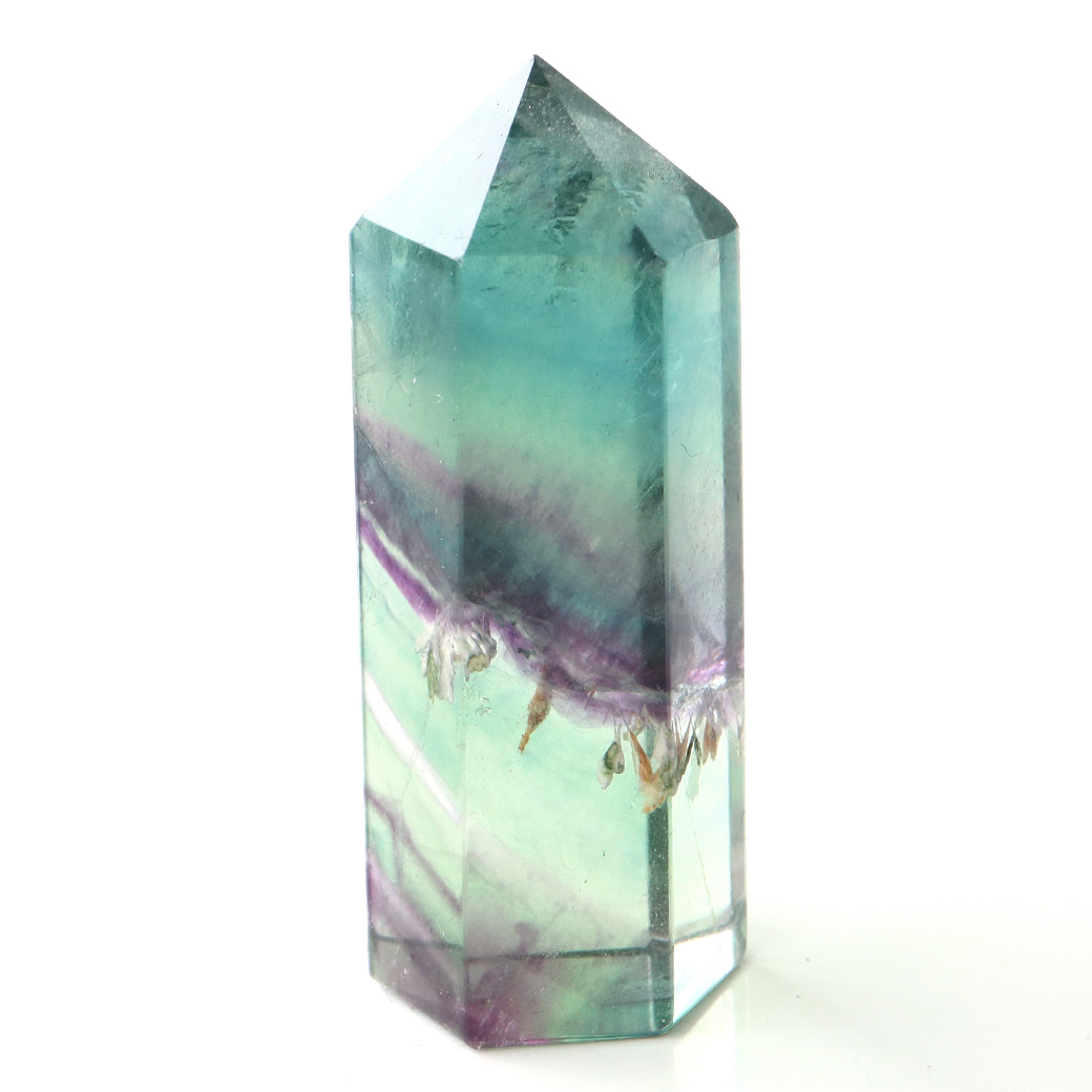 エンジェルフェザー フローライト 六角柱 ポイント 手のひらサイズ