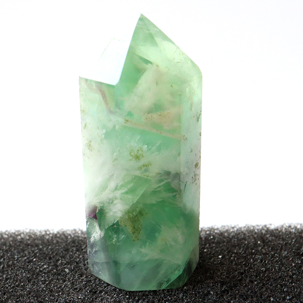 エンジェルフェザー フローライト 六角柱 ポイント 手のひらサイズ