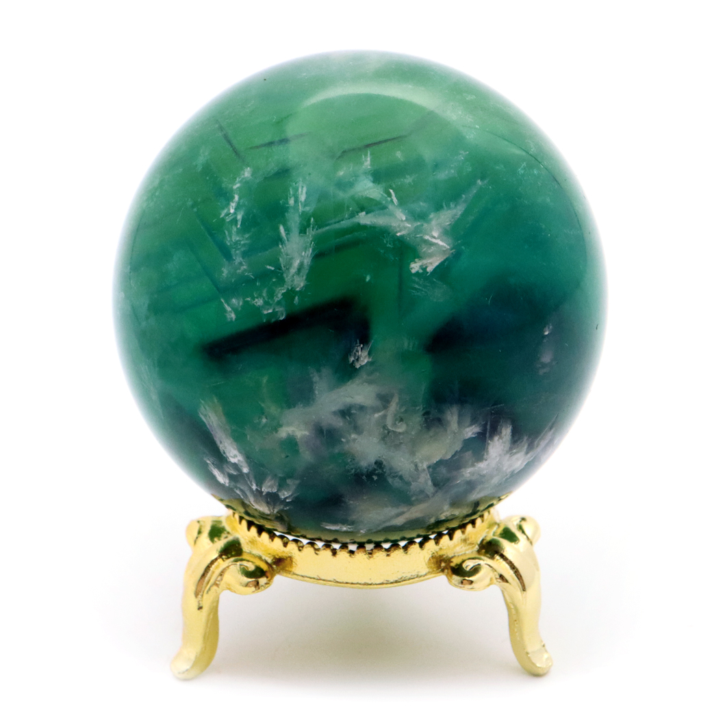 エンジェルフェザー フローライト 丸玉 台座付き 蛍石 天然石 1点物