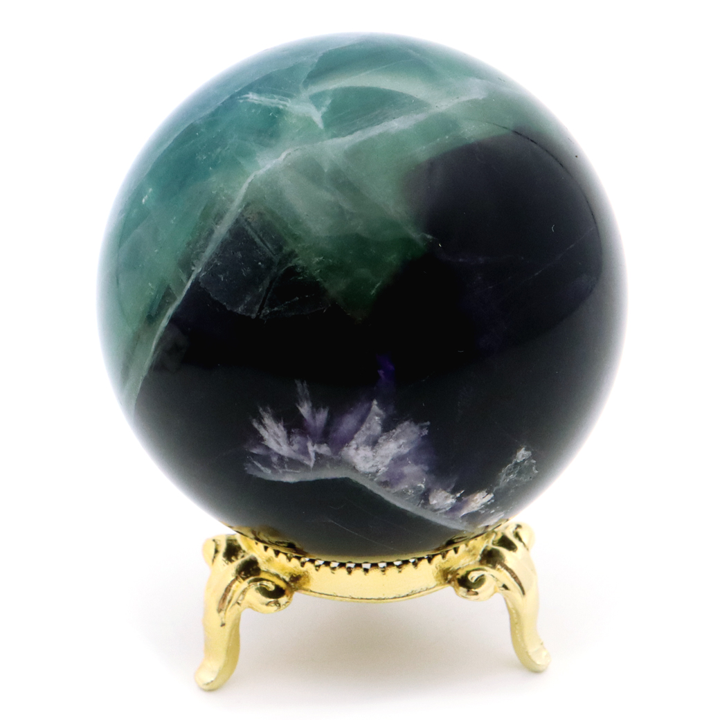 エンジェルフェザー フローライト 丸玉 台座付き 蛍石 天然石 1点物