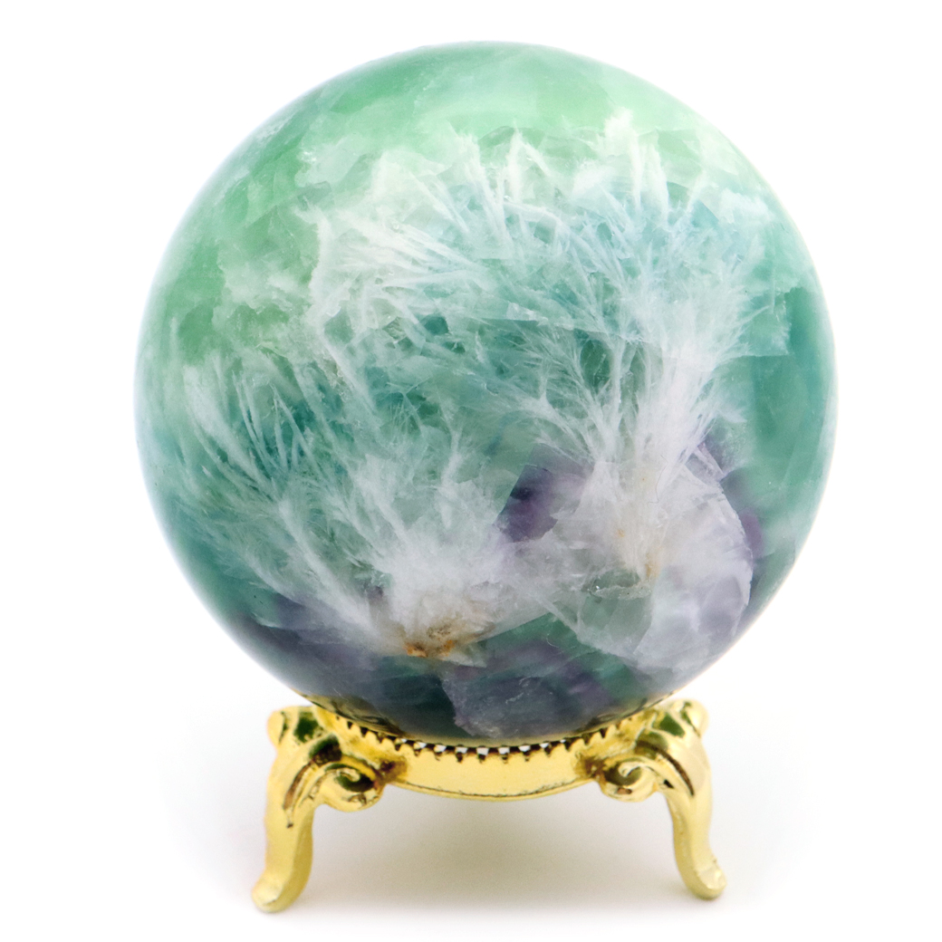 エンジェルフェザー フローライト 丸玉 台座付き 蛍石 天然石 1点物