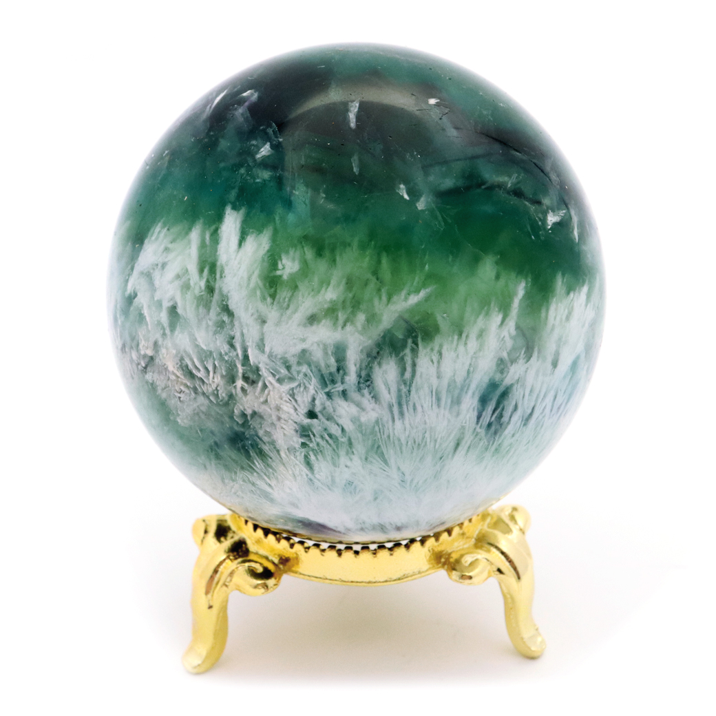 エンジェルフェザー フローライト 丸玉 台座付き 蛍石 天然石 1点物