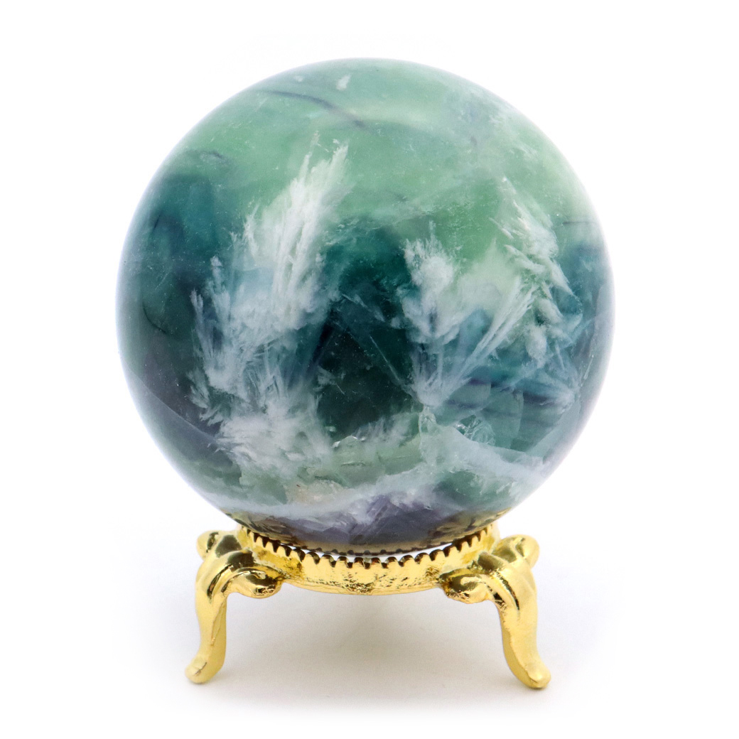 エンジェルフェザー フローライト 丸玉 直径 台座付き 蛍石 天然石 1点物