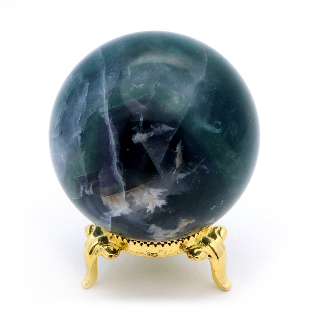 エンジェルフェザー フローライト 丸玉 直径 台座付き 蛍石 天然石 1点物