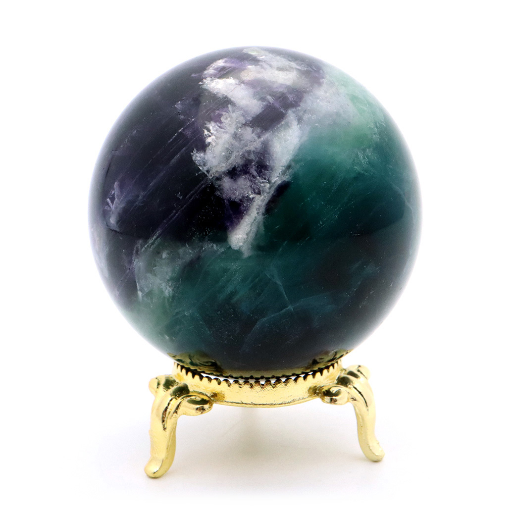 エンジェルフェザー フローライト 丸玉 直径 台座付き 蛍石 天然石 1点物