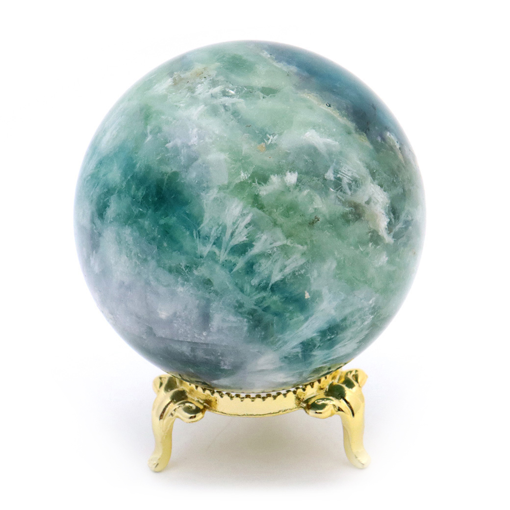 エンジェルフェザー フローライト 丸玉 直径 台座付き 蛍石 天然石 1点物