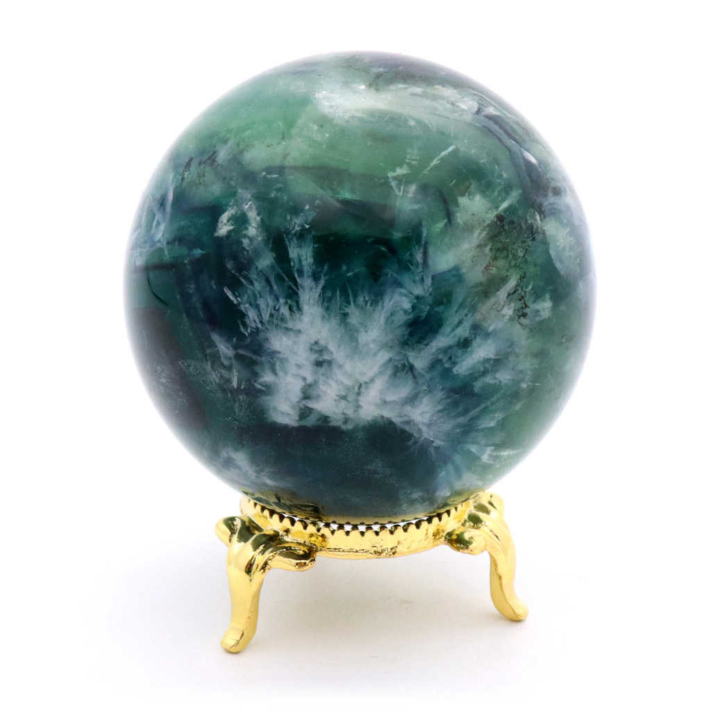 エンジェルフェザー フローライト 丸玉 直径 台座付き 蛍石 天然石 1点物