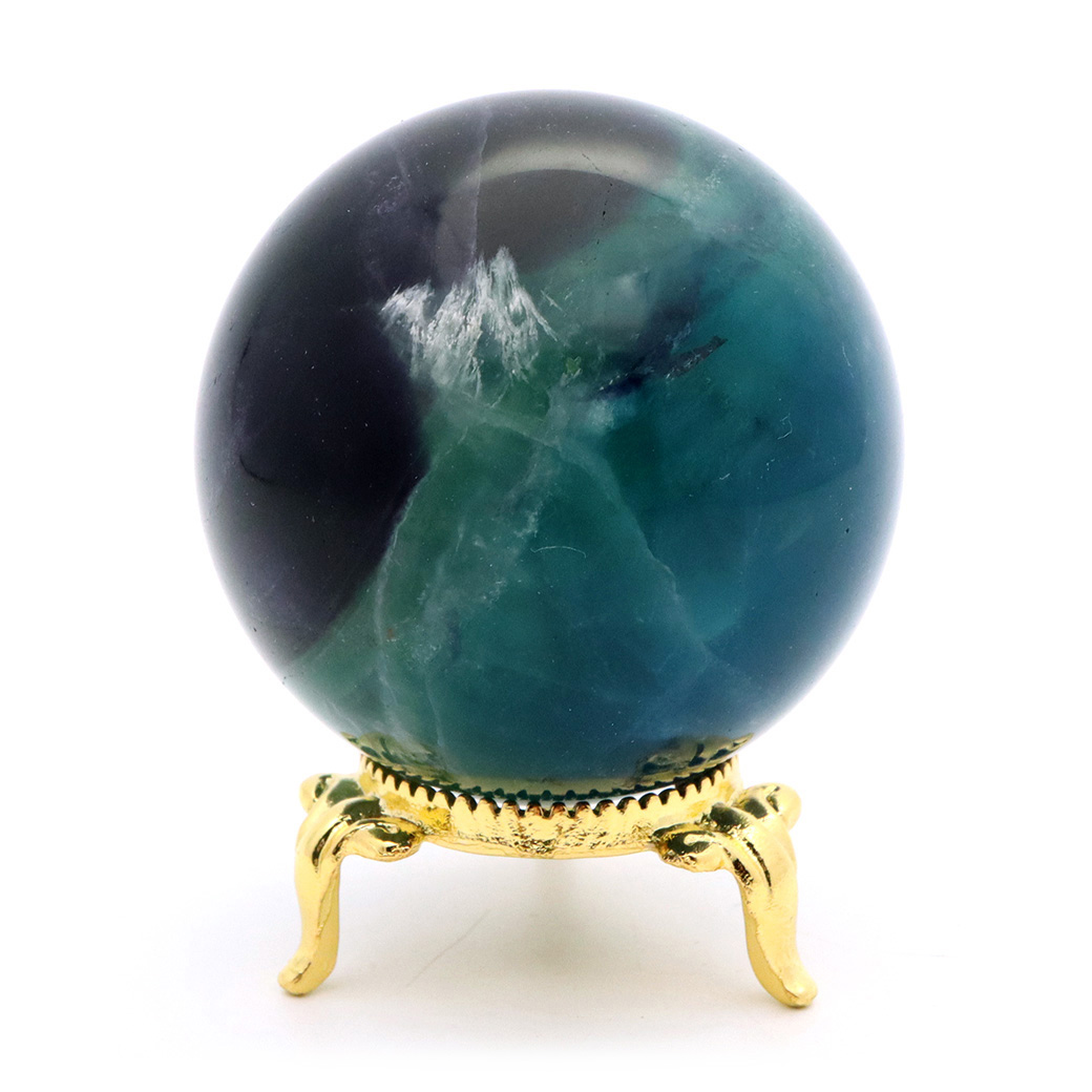 エンジェルフェザー フローライト 丸玉 直径 台座付き 蛍石 天然石 1点物