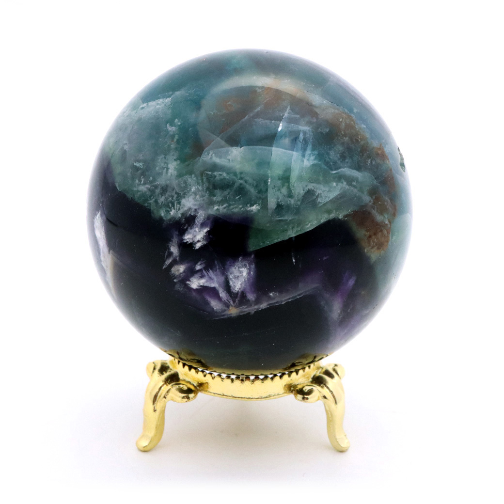 エンジェルフェザー フローライト 丸玉 直径 台座付き 蛍石 天然石 1点物