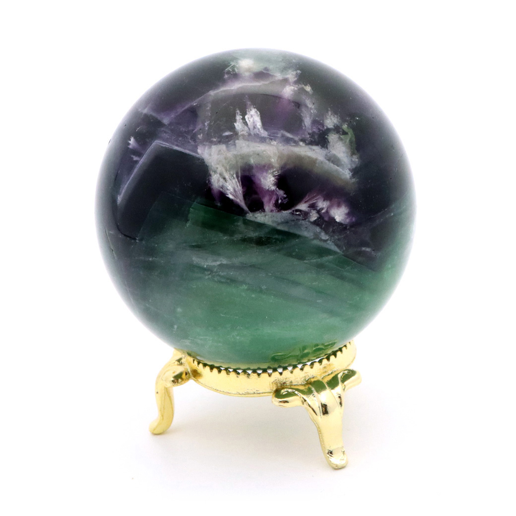 エンジェルフェザー フローライト 丸玉 直径 台座付き 蛍石 天然石 1点物