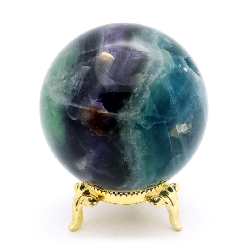 エンジェルフェザー フローライト 丸玉 直径 台座付き 蛍石 天然石 1点物