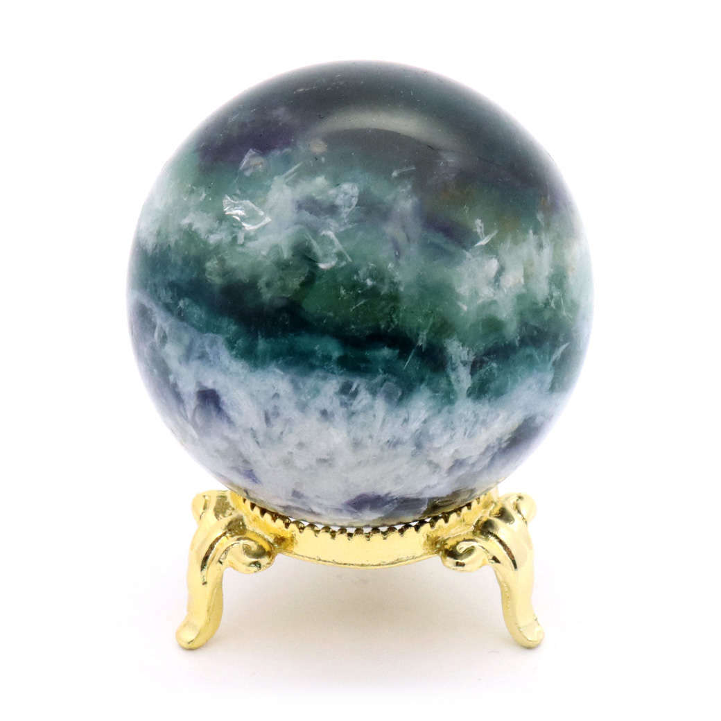 エンジェルフェザー フローライト 丸玉 直径 台座付き 蛍石 天然石 1点物