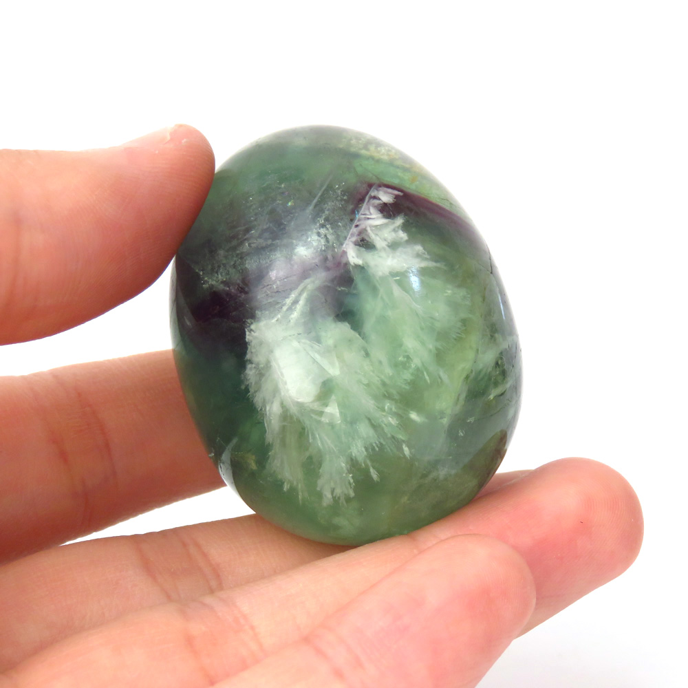 エンジェルフェザー入り フローライト 丸玉 台座付き