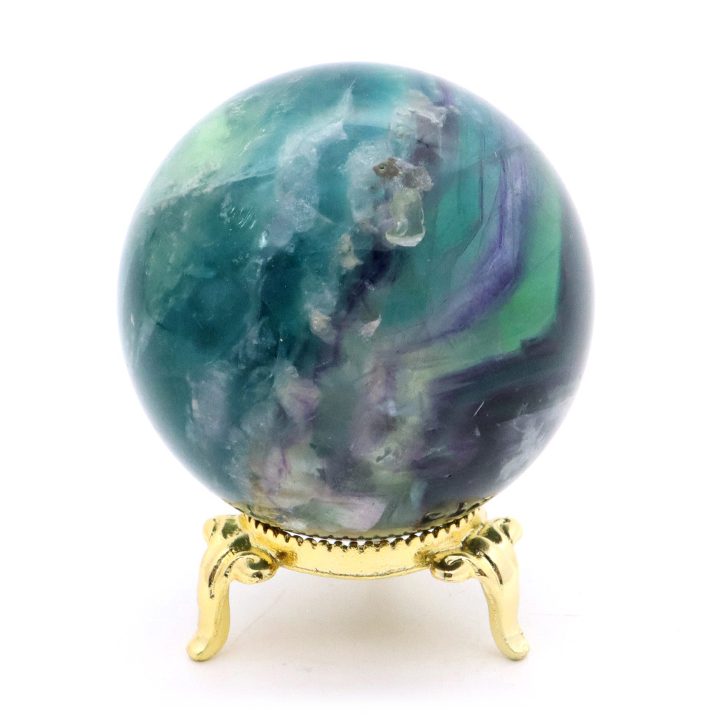 エンジェルフェザー フローライト 丸玉 直径 台座付き 蛍石 天然石 1点物