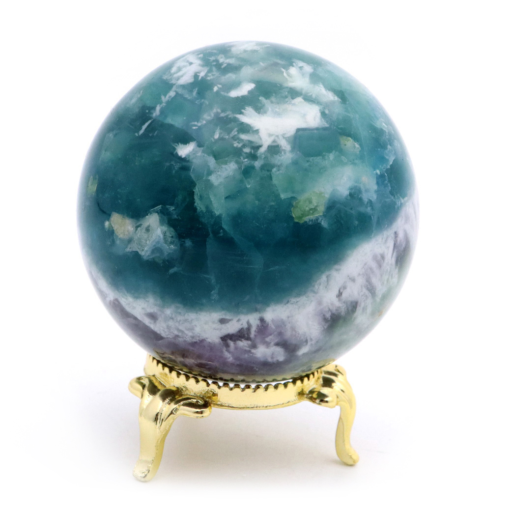 エンジェルフェザー フローライト 丸玉 直径 台座付き 蛍石 天然石 1点物