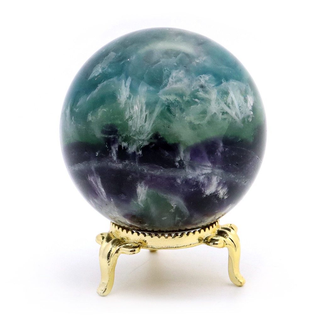 エンジェルフェザー フローライト 丸玉 直径 台座付き 蛍石 天然石 1点物