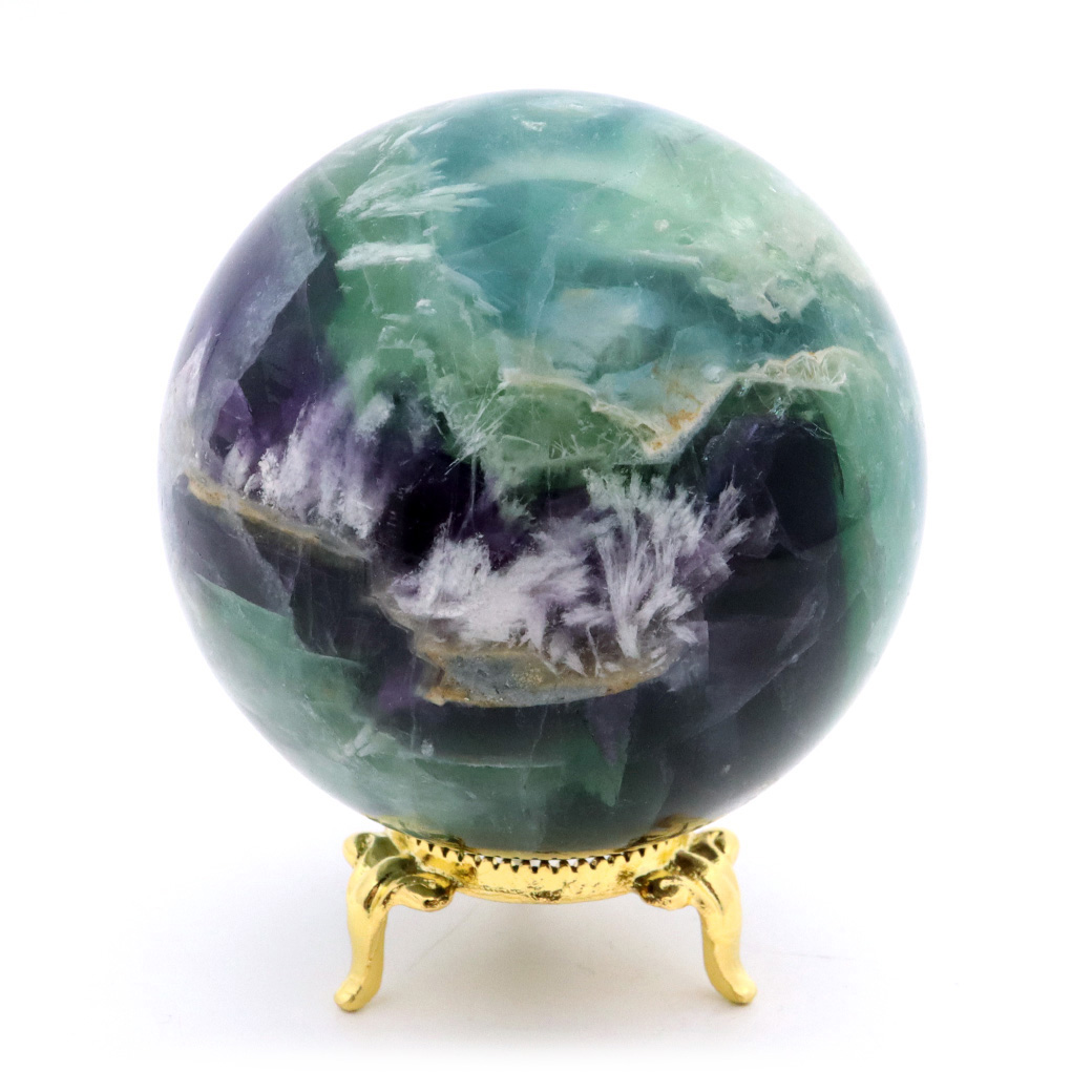 エンジェルフェザー フローライト 丸玉 直径 台座付き 蛍石 天然石 1点物