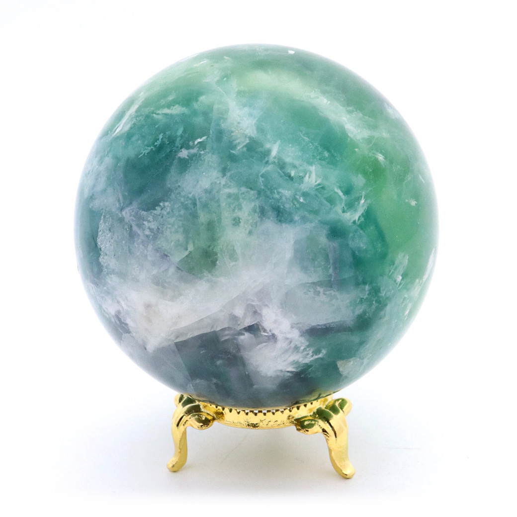 エンジェルフェザー フローライト 丸玉 直径 台座付き 蛍石 天然石 1点物