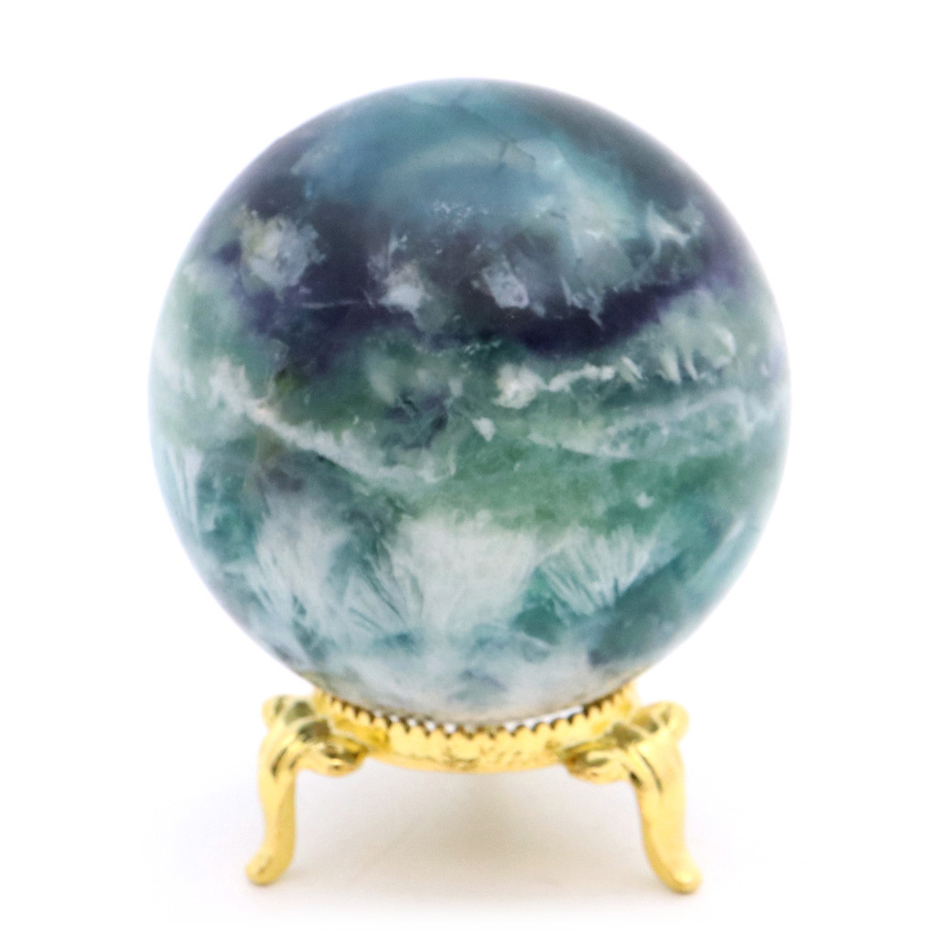 エンジェルフェザー フローライト 丸玉 直径 台座付き 蛍石 天然石 1点物