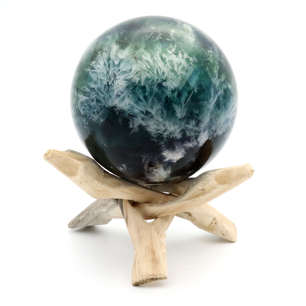 エンジェルフェザー フローライト 丸玉 直径 台座付き 蛍石 天然石 1点物