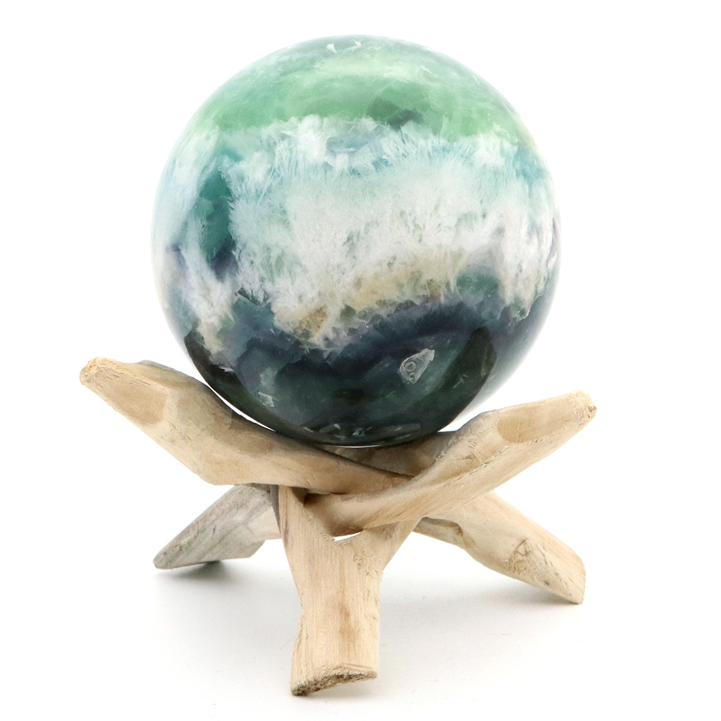 エンジェルフェザー フローライト 丸玉 直径 台座付き 蛍石 天然石 1点物