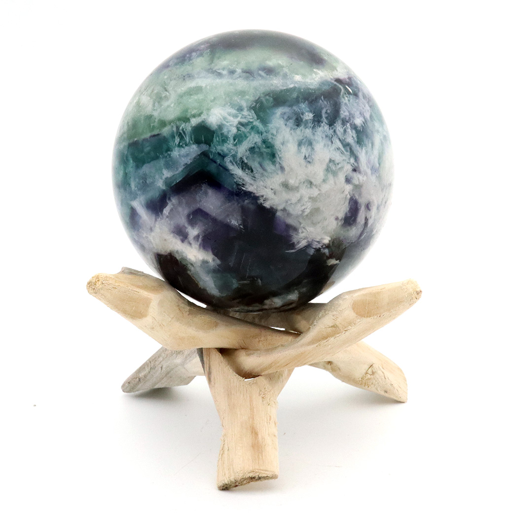 エンジェルフェザー フローライト 丸玉 直径 台座付き 蛍石 天然石 1点物
