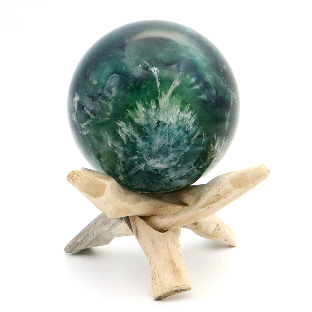 エンジェルフェザー フローライト 丸玉 直径 台座付き 蛍石 天然石 1点物