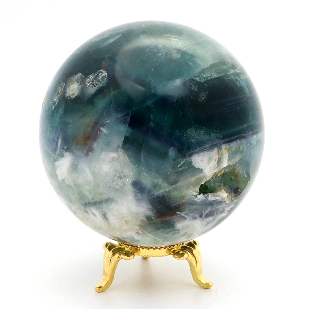 エンジェルフェザー フローライト 丸玉 直径 台座付き 蛍石 天然石 1点物