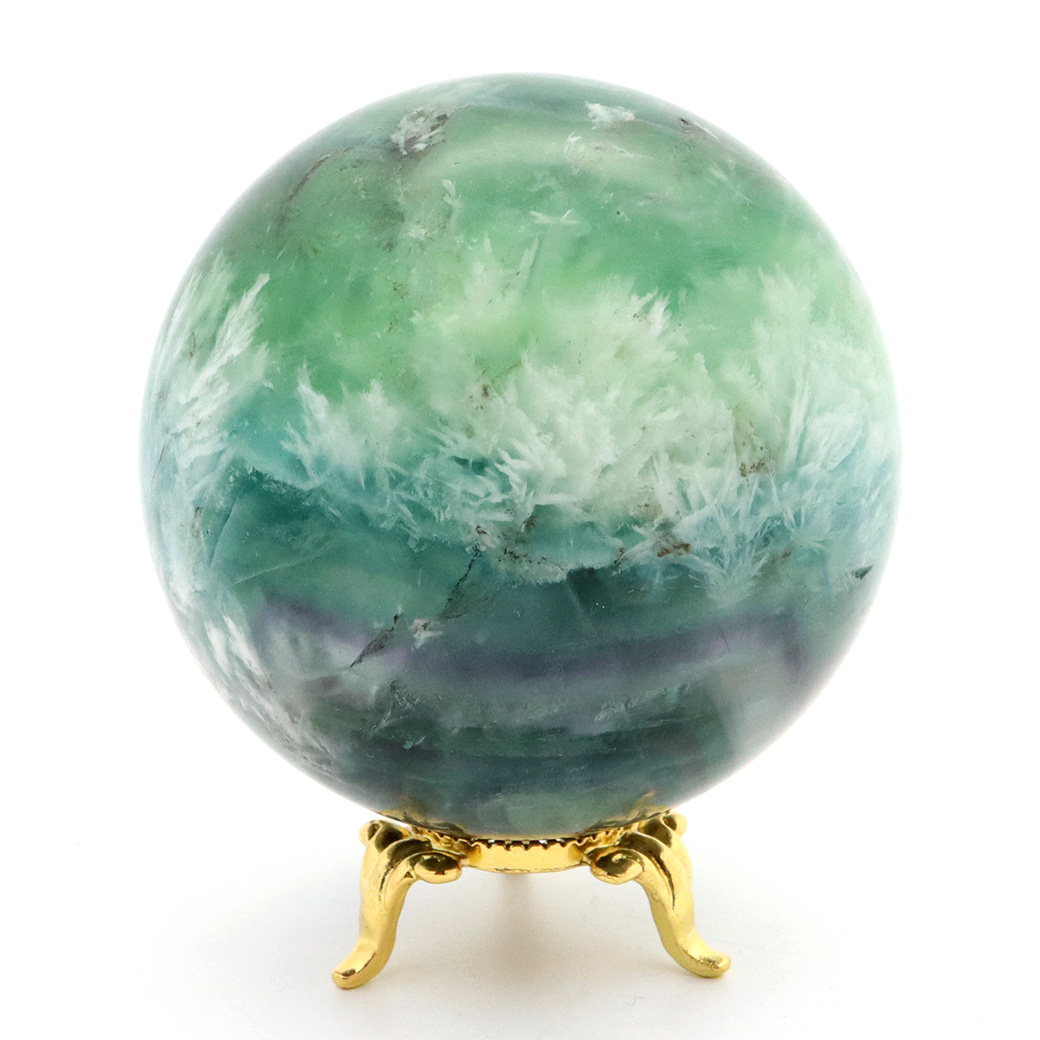 エンジェルフェザー フローライト 丸玉 直径 台座付き 蛍石 天然石 1点物