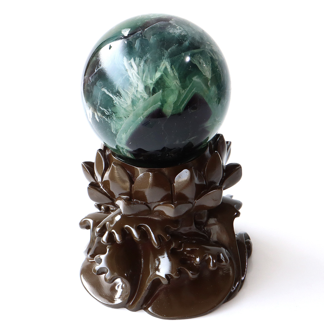 エンジェルフェザー フローライト 丸玉 台座付き 蛍石 天然石