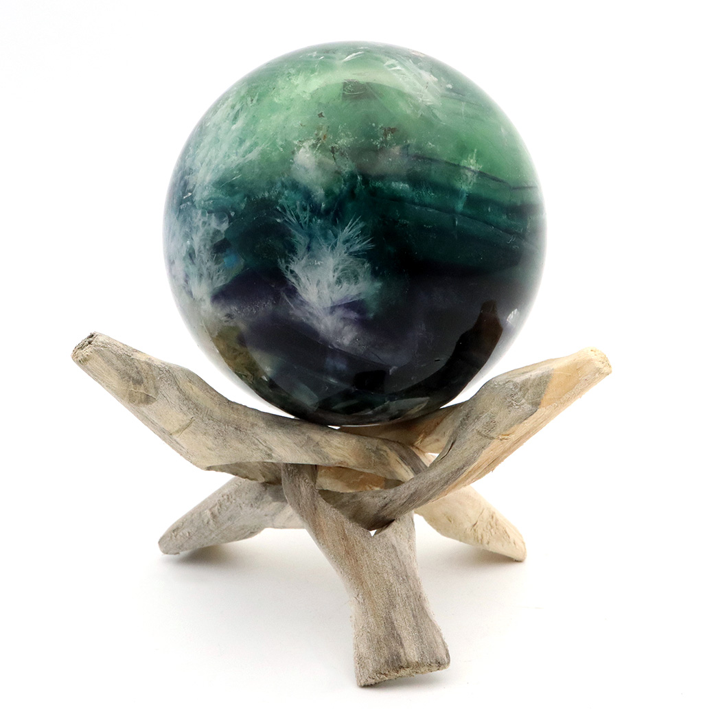 エンジェルフェザー フローライト 丸玉 直径 台座付き 蛍石 天然石 1点物