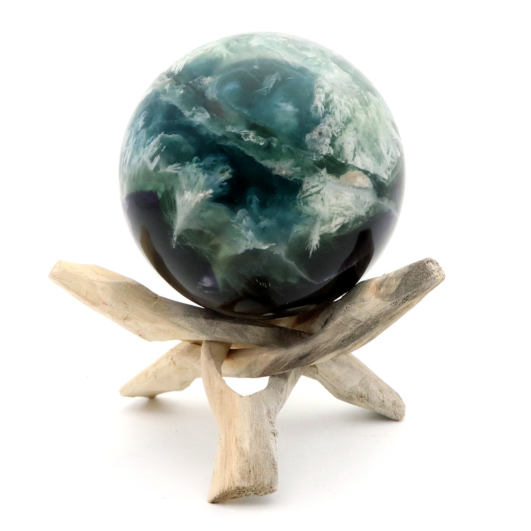 エンジェルフェザー フローライト 丸玉 直径 台座付き 蛍石 天然石 1点物