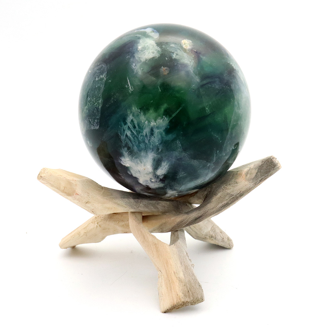 エンジェルフェザー フローライト 丸玉 直径 台座付き 蛍石 天然石 1点物