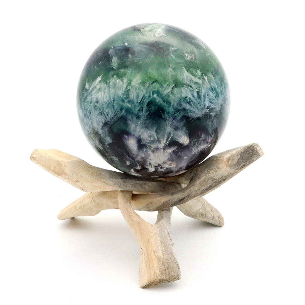 エンジェルフェザー フローライト 丸玉 直径 台座付き 蛍石 天然石 1点物